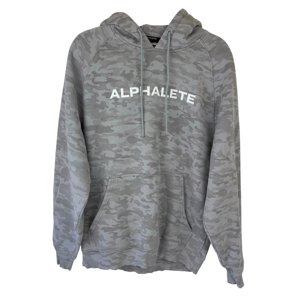 Alphalete Grey Camo Hoodie Sweatshirt Size Large